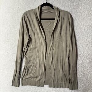AllSaints Mens Size M Parlour Open Cardigan Long Sweater Taupe Minimalist *TF